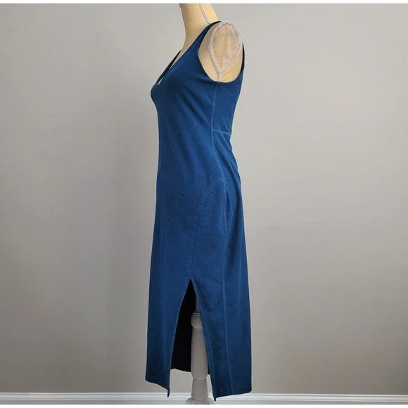 BEYOND YOGA Size Medium Sleeveless V-Neck Navy 'Spacedye Inspire Midi Dress' - Picture 9 of 9